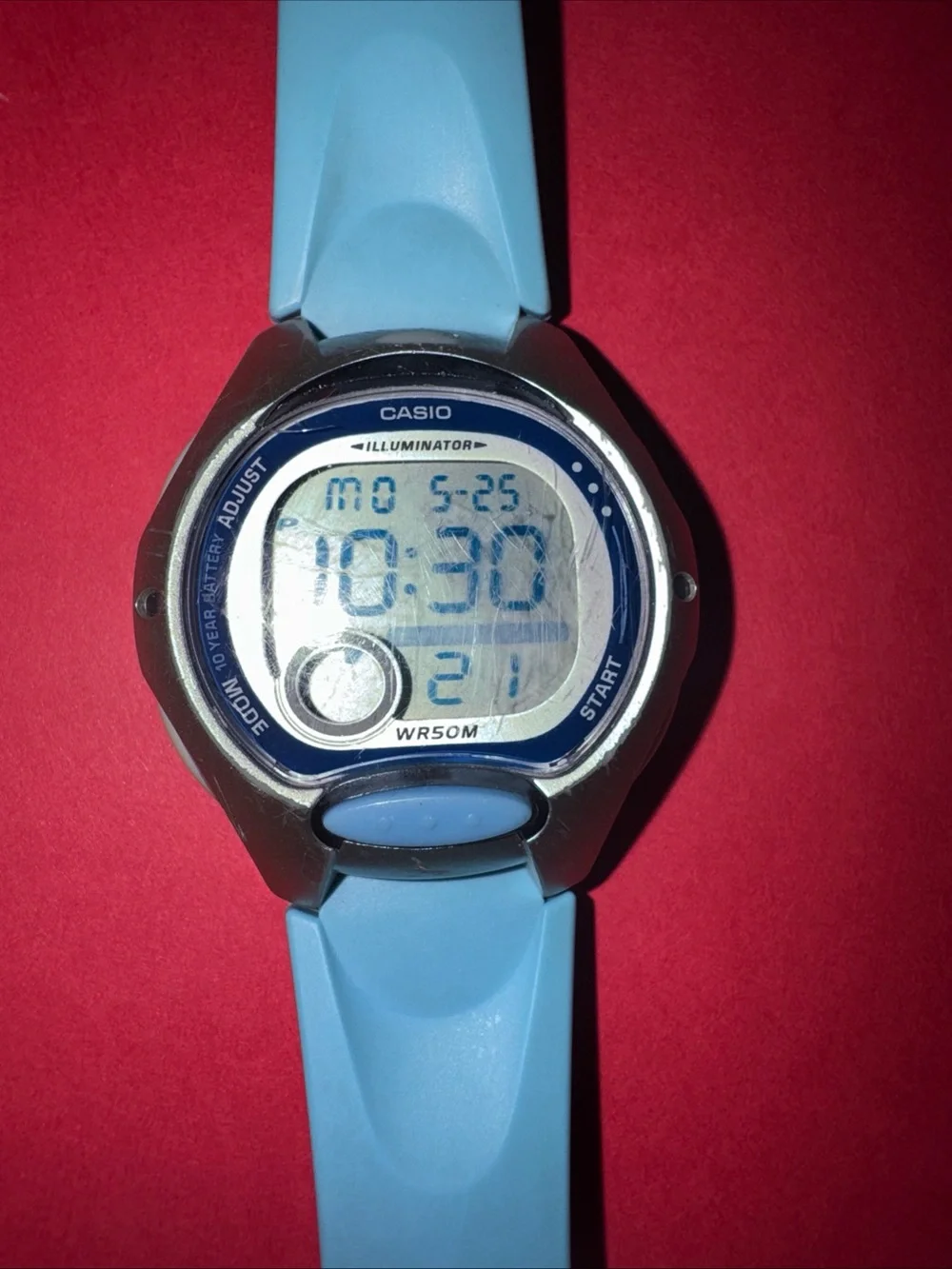 Casio Light Blue Digital Watch with Silver Case